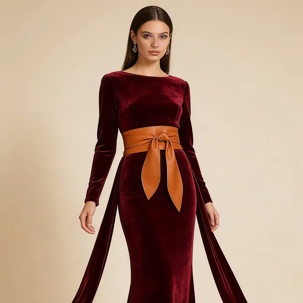 Ceinture Obi large pour femme en cuir PU souple