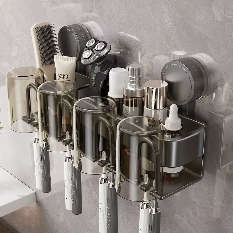 Pas besoin de percer une ventouse un porte-brosse à dents électrique mural avec une tasse pour la salle de bain