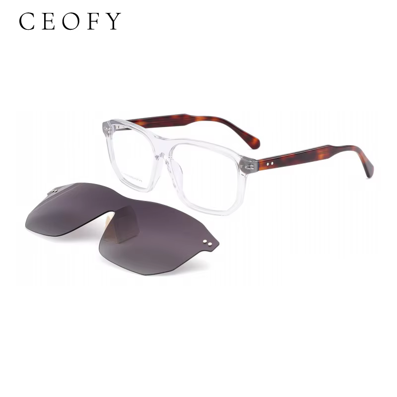 Ceofy Hommes Lunettes Cadre Optique De Mode Soleil Clip Sur Polarized Marque Conception Conduite
