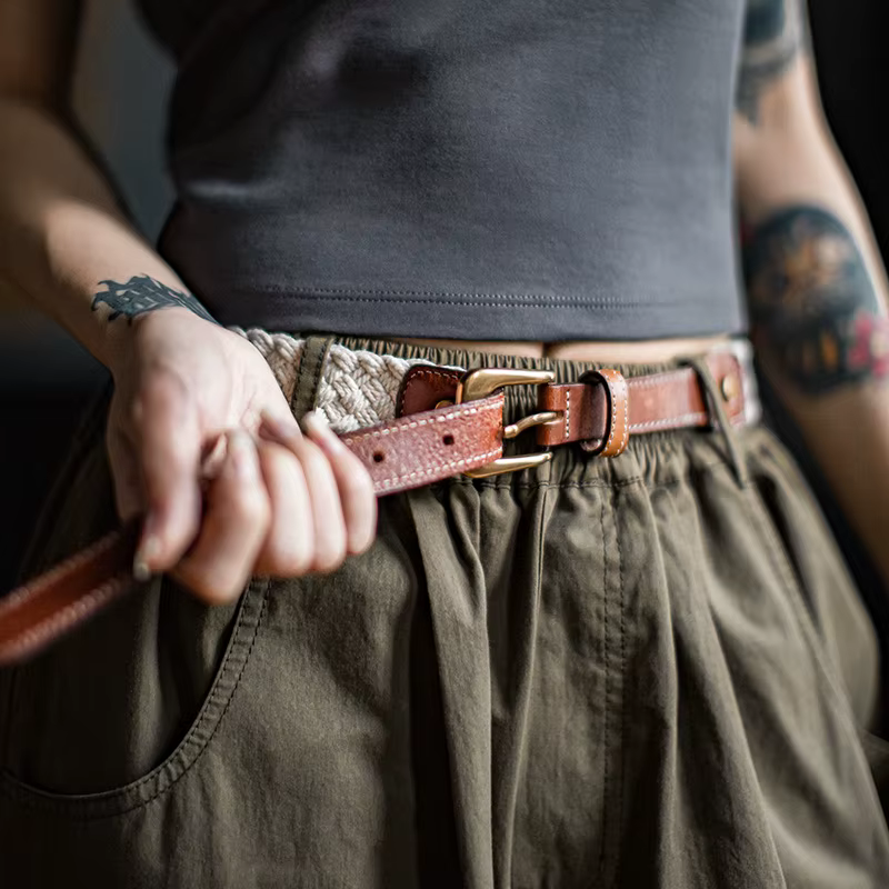 Maden Ceinture en cuir tissé pour femme
