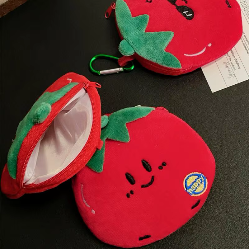 Porte-monnaie en peluche tomate