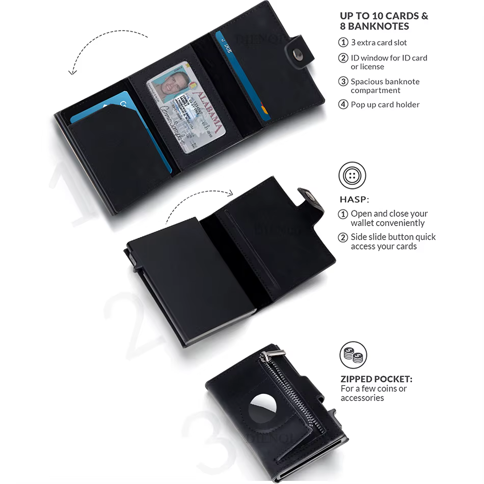Portefeuille de luxe en fibre de carbone Rfid pour hommes