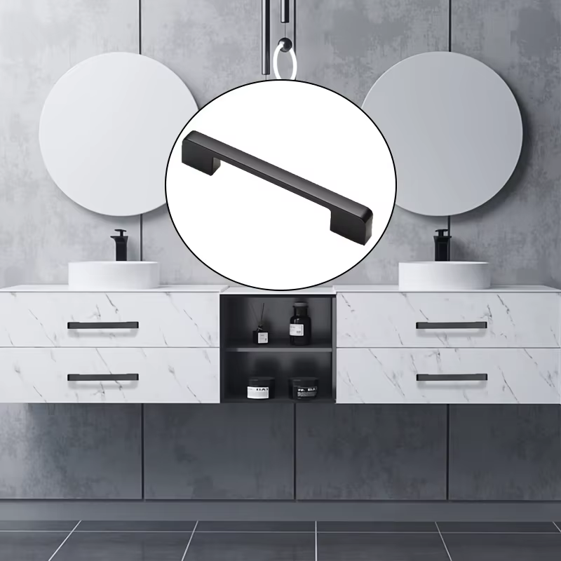 1 poignée d'armoire noire mate, poignée d'armoire de cuisine, tiroir de vanité, adaptée à la poignée de tiroir de salle de bain, poignée noire