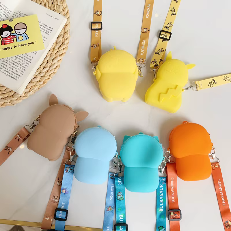 Porte-monnaie Pokemon Pikachu, figurines d'anime, modèle de dessin animé, portefeuille en silicone, sac à bandoulière Kawaii, mode personnalisée, jouets pour enfants, cadeaux