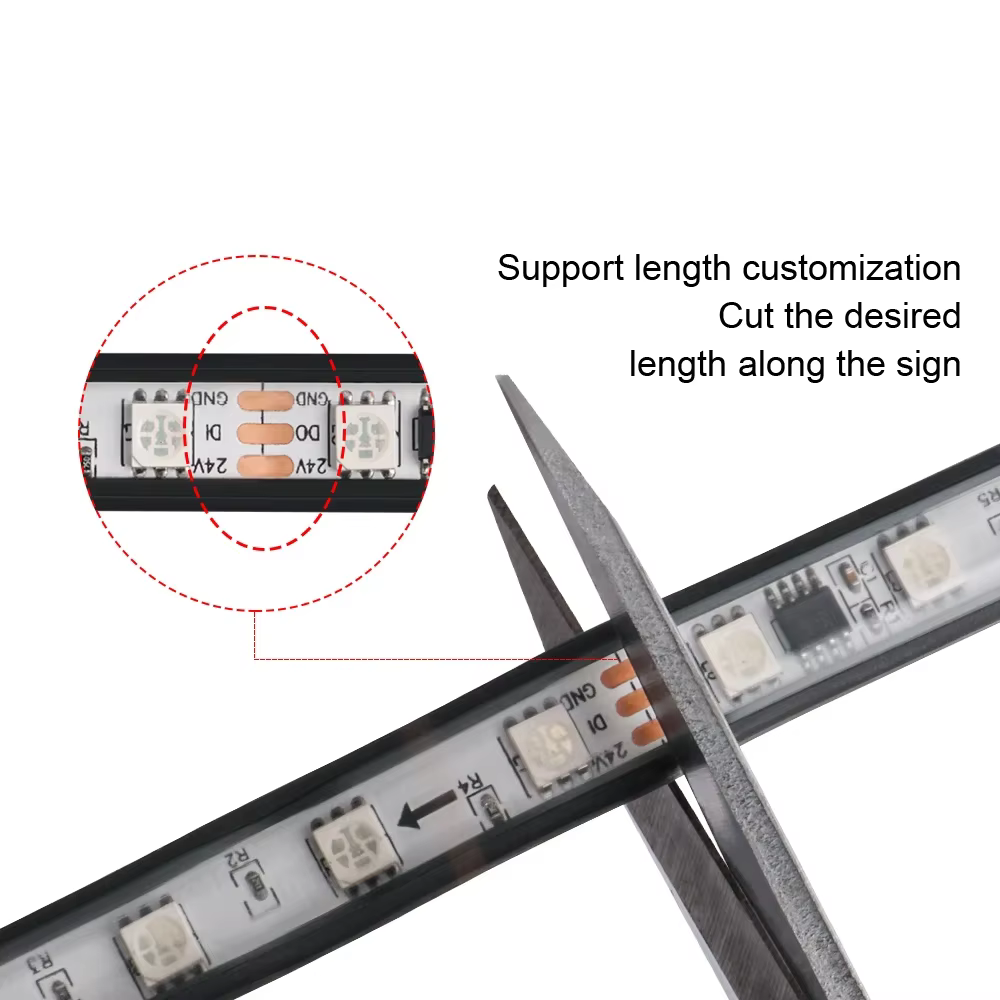 Barre lumineuse LED RVB étanche avec télécommande pour camion, lumière de sauna flexible, escales lumineuses décoratives, 24V, 1.5m, 2.4m