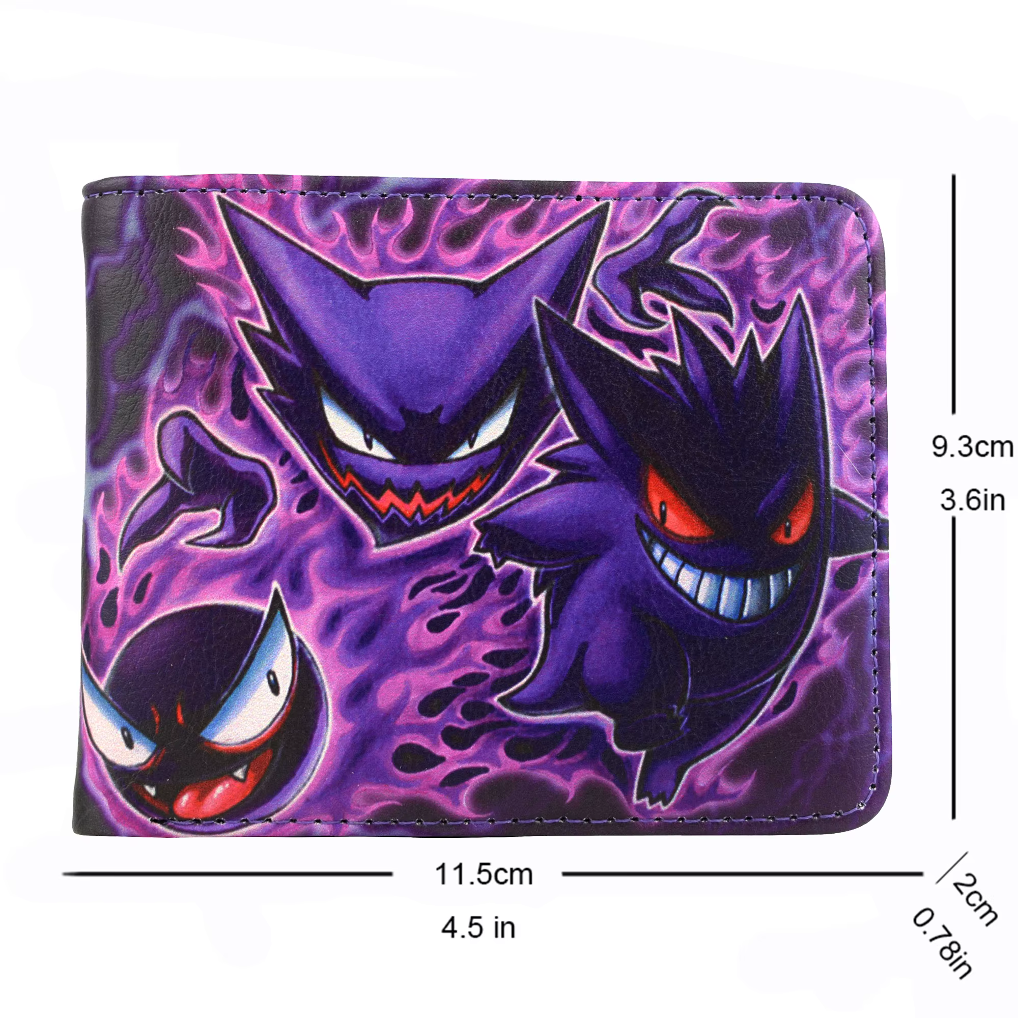 Portefeuille bifold GENGAR de dessin animé avec poche à monnaie