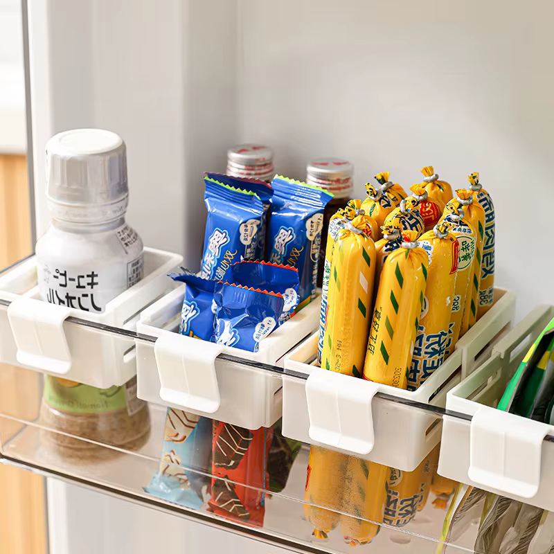Compartiment de rangement extensible pour porte latérale de réfrigérateur, organisateur de boissons/sauces/en-cas