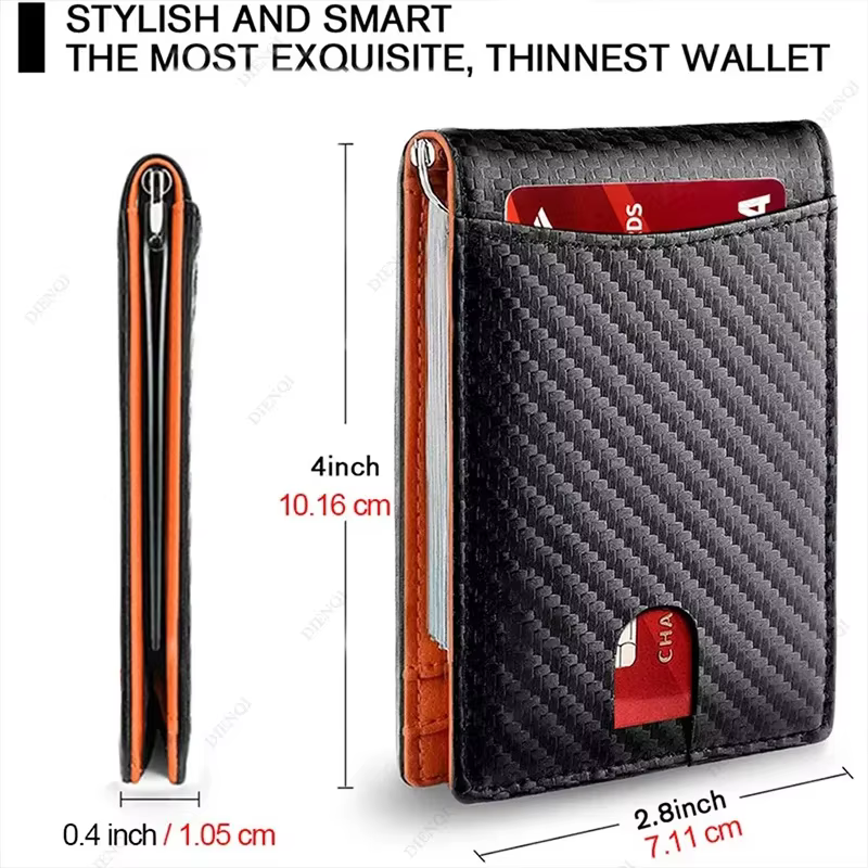Portefeuille Rfid personnalisé porte-carte en Fiber de carbone cuir minimaliste hommes