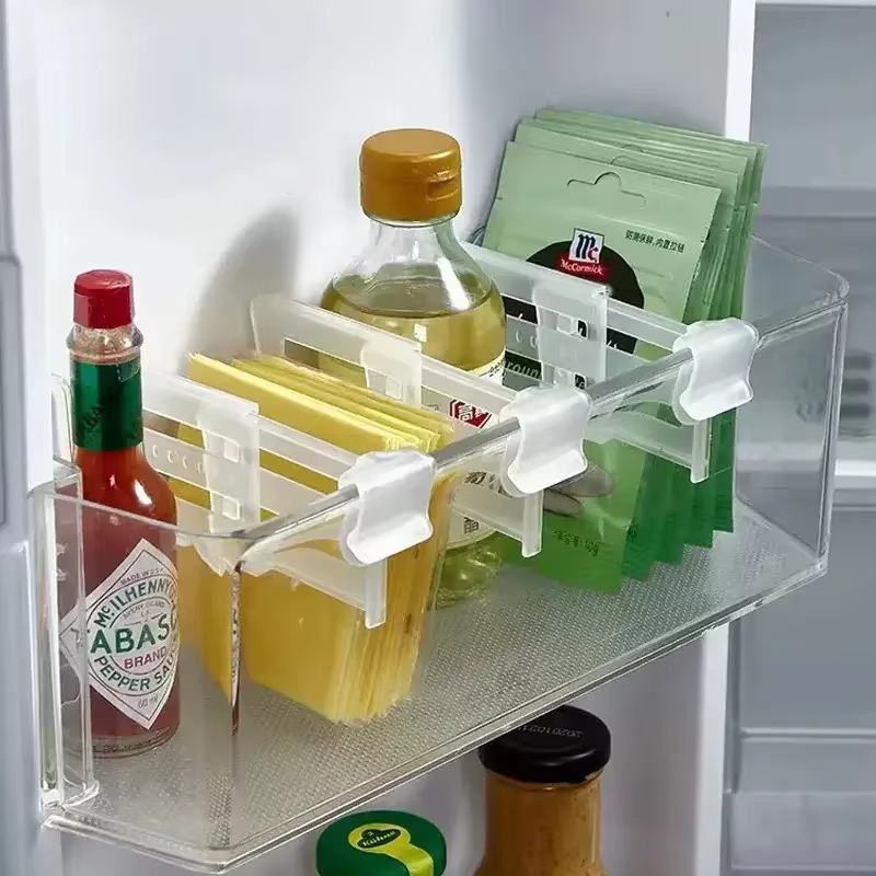 Séparateur de rangement pour réfrigérateur, 4 pièces, cloison de rangement pour porte latérale, déflecteur extensible, organisateur d'étagère pour bouteilles de cuisine