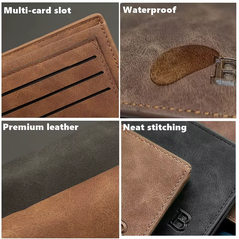 Petits portefeuilles en cuir rétro pour hommes