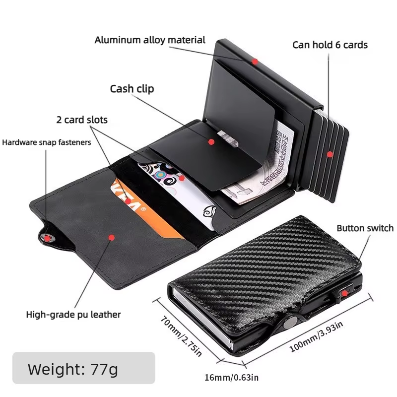 Porte-cartes en fibre de carbone pour hommes