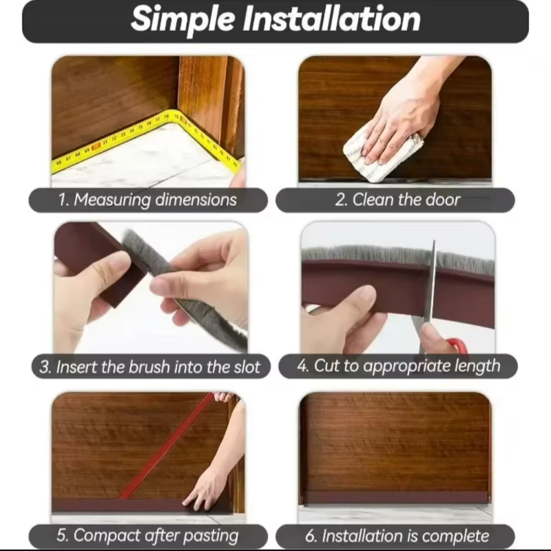 Bande d'étanchéité autocollante pour bas de porte, bande de remplissage pour interstice de porte, bande de brosse anti-insectes, bande de porte coupe-vent et insonorisante