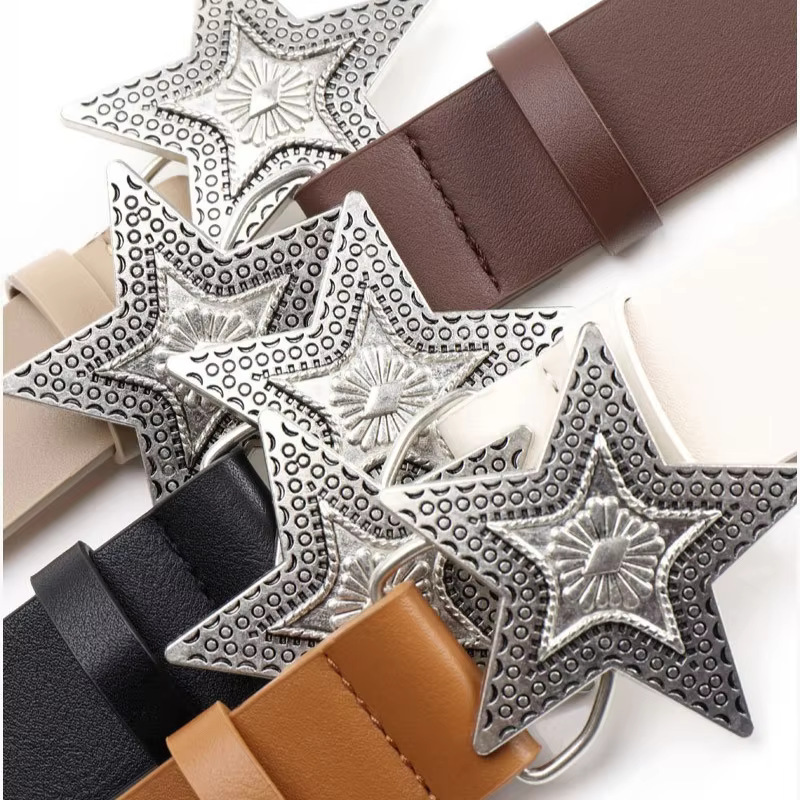 Ceinture à boucle étoile à cinq branches de style occidental tendance