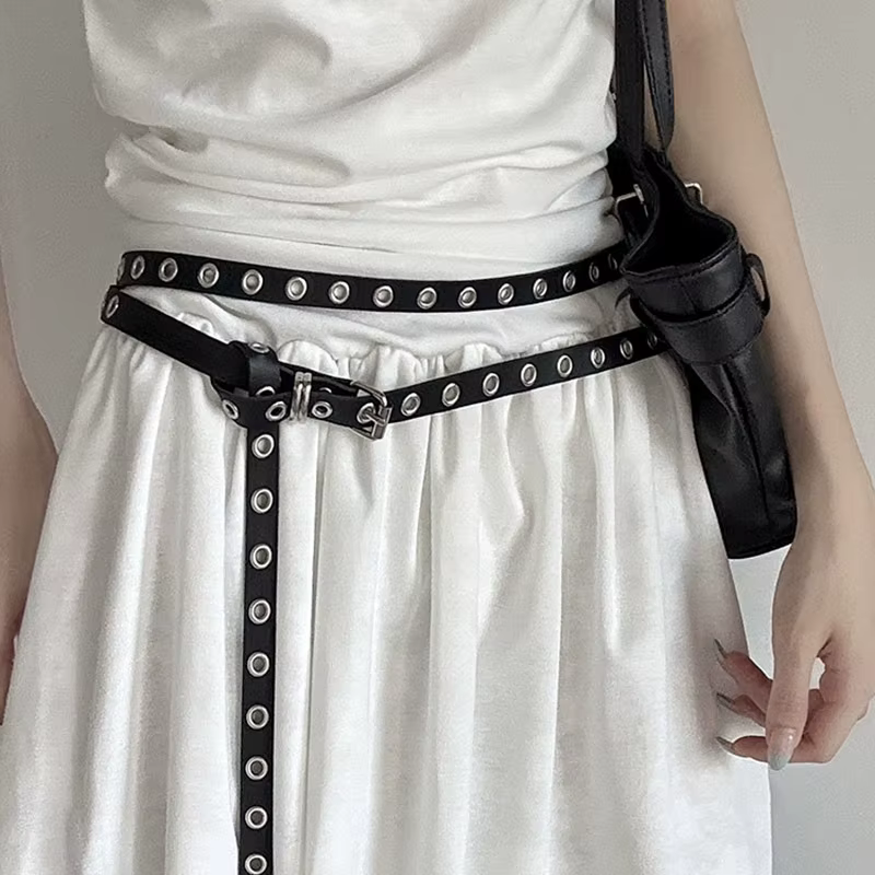Ceinture de taille en cuir PU avec œillets à rivets