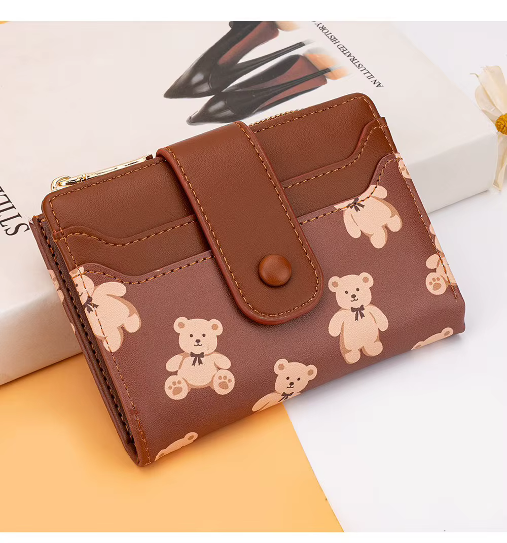 Nouveau portefeuille pour femme – Sac à cartes court en cuir PU avec 4 emplacements et poche pour pièces de monnaie (cadeau léger)