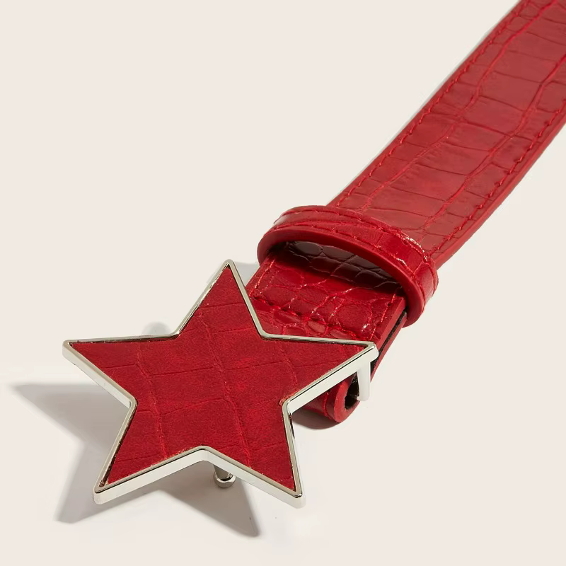 Étoiles rouges nouvelles dames ceinture mode personnalité Rivets Punk jean accessoires polyvalent décontracté étudiant