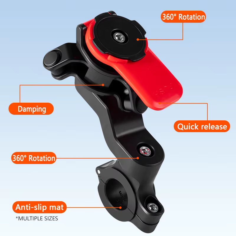 Support de téléphone pour moto, support de navigation pour vélo 360° °   Support de téléphone universel rotatif pour vélo, détachable et réglable.