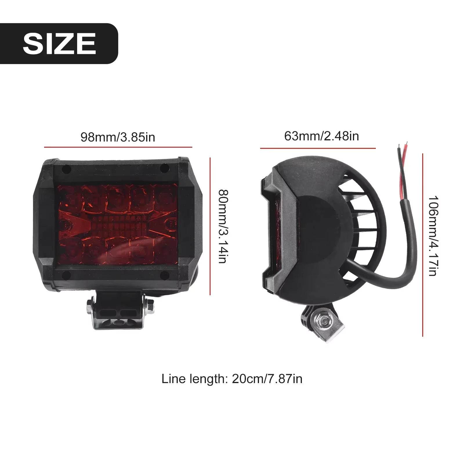 Barre lumineuse de travail LED pour voiture 4x4, 9-32V, 60W, projecteurs étanches, lumières de sauna, antibrouillard rouge pour SUV, RL, véhicules tout-terrain