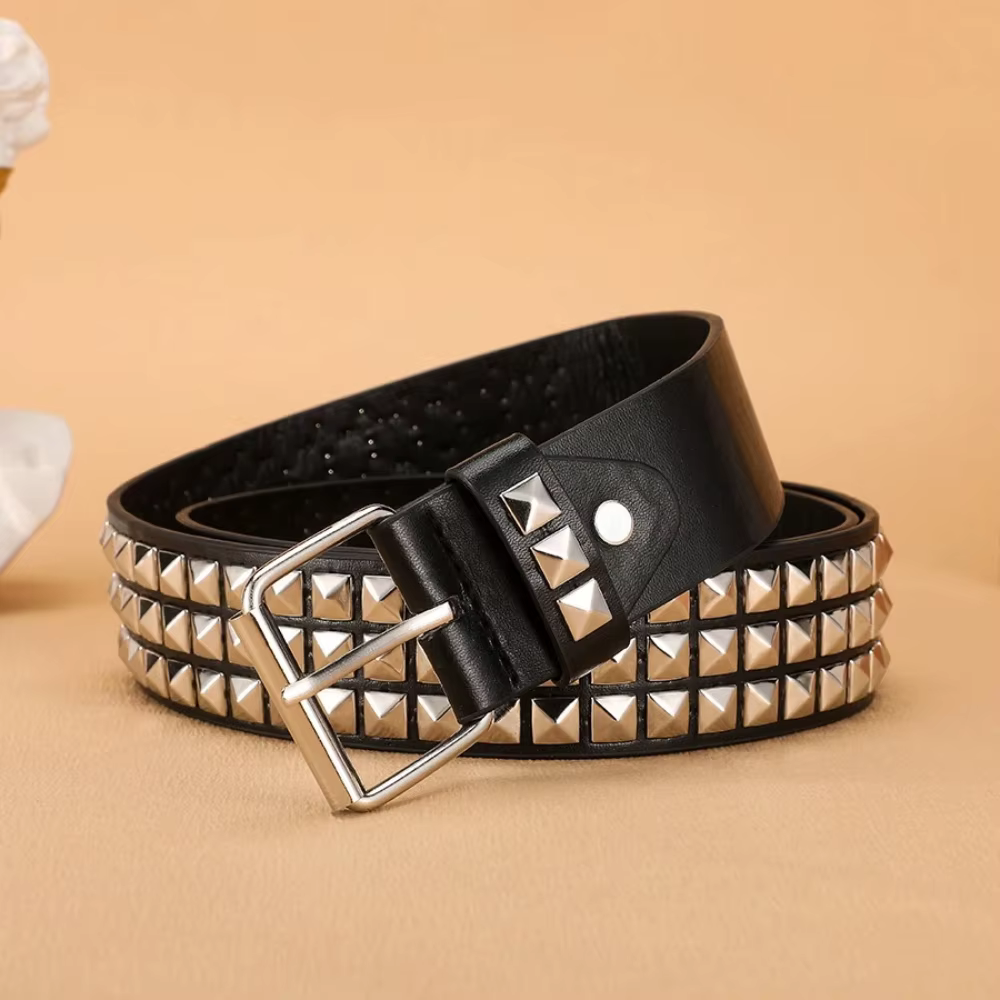 Ceinture à rivets en métal lourd pour femmes