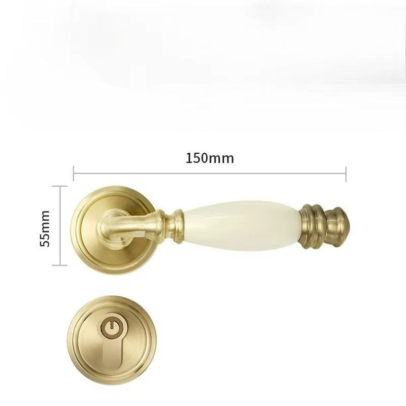Serrure de porte intérieure en cuivre pur, style rétro français, silencieuse, avec poignée de porte séparée pour chambre à coucher