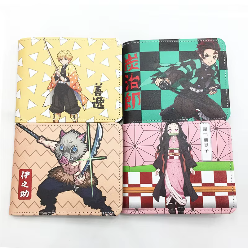 Portefeuille Demon Slayer Kamado Tanjirou pour hommes et femmes, sac à main de dessin animé, portefeuilles courts en cuir, cadeau de jouets