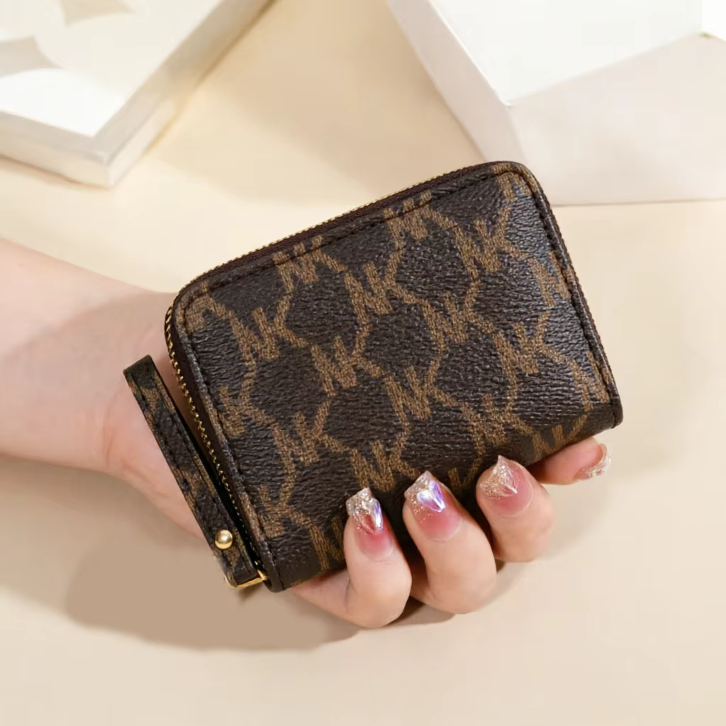 Portefeuille court minimaliste pour femme avec fermeture éclair