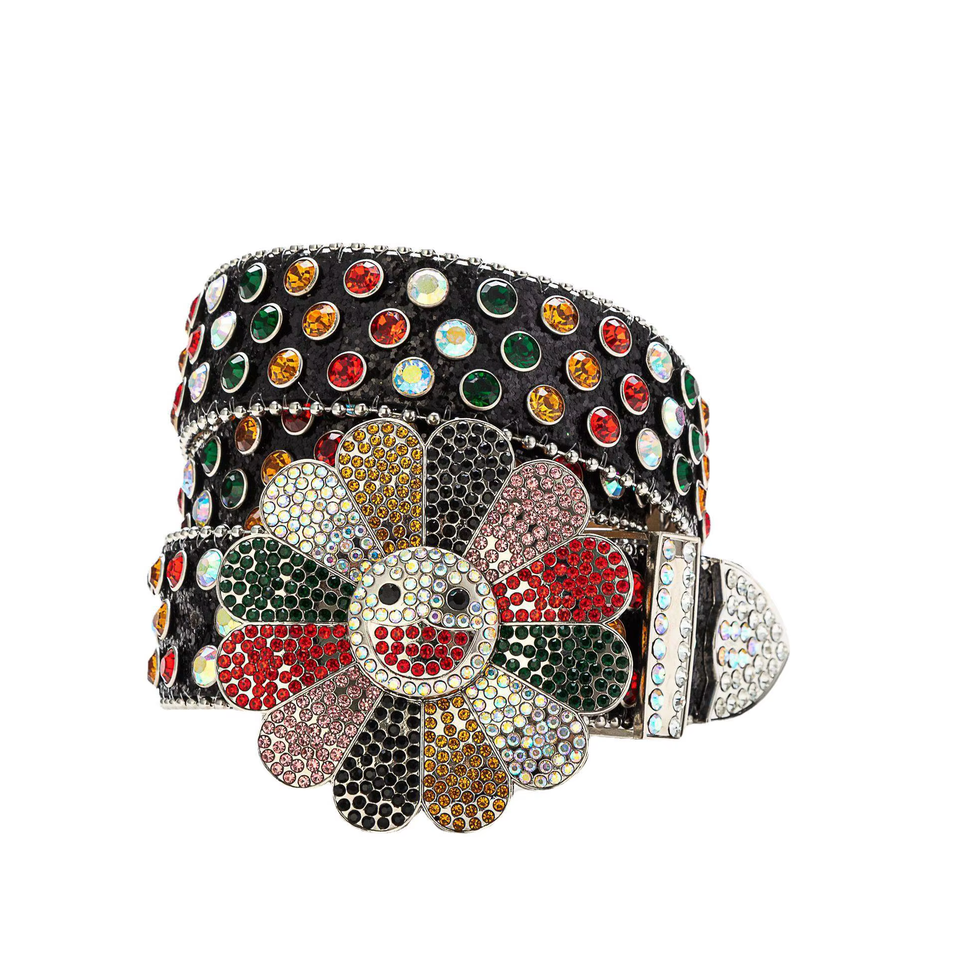 Ceinture de luxe scintillante et éblouissante avec strass colorés
