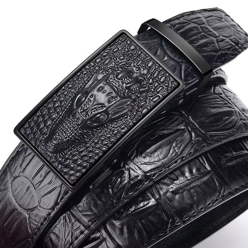 Ceinture en cuir véritable pour homme, ceinture de luxe de qualité supérieure, marque célèbre, boucle automatique, motif Crocodile, ZD2137