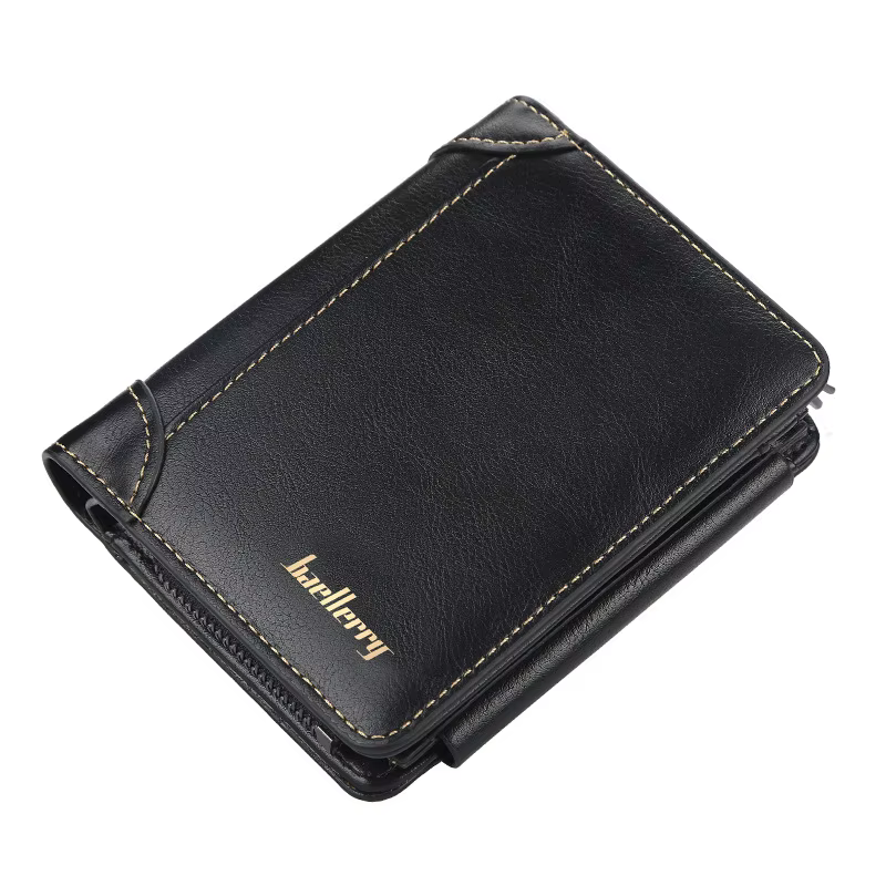 Portefeuille pour homme Baellerry en cuir PU avec fermeture éclair de haute qualité, porte-monnaie vintage, design court, porte-cartes, sac à main pour homme