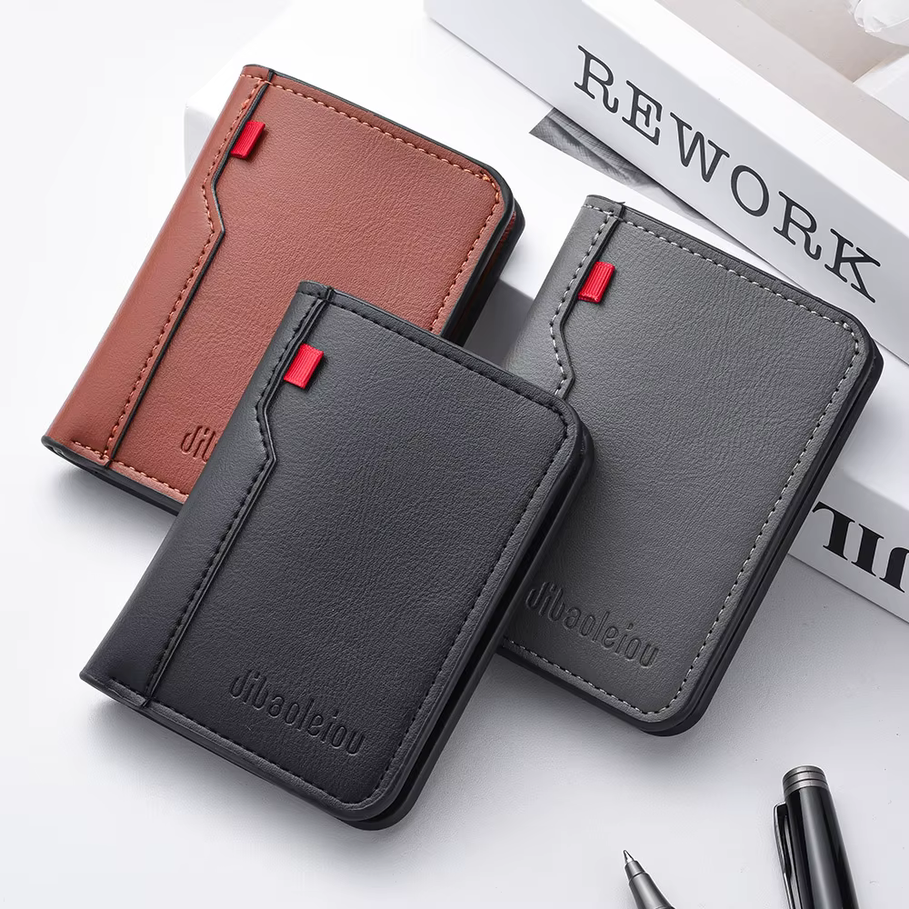 Mini portefeuille Ultra-fin en cuir PU souple pour hommes