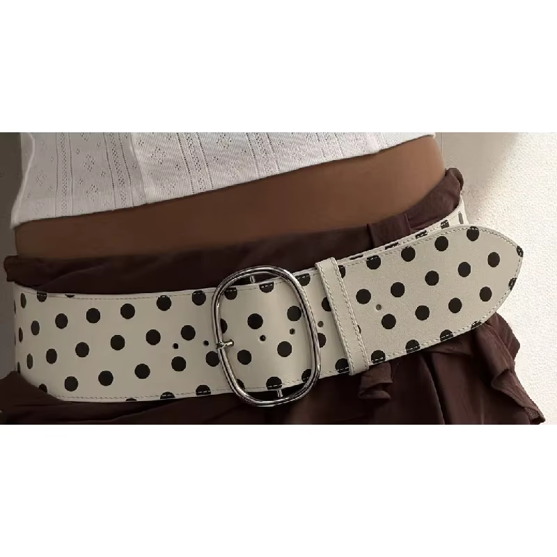 Ceinture large vintage à pois pour femme