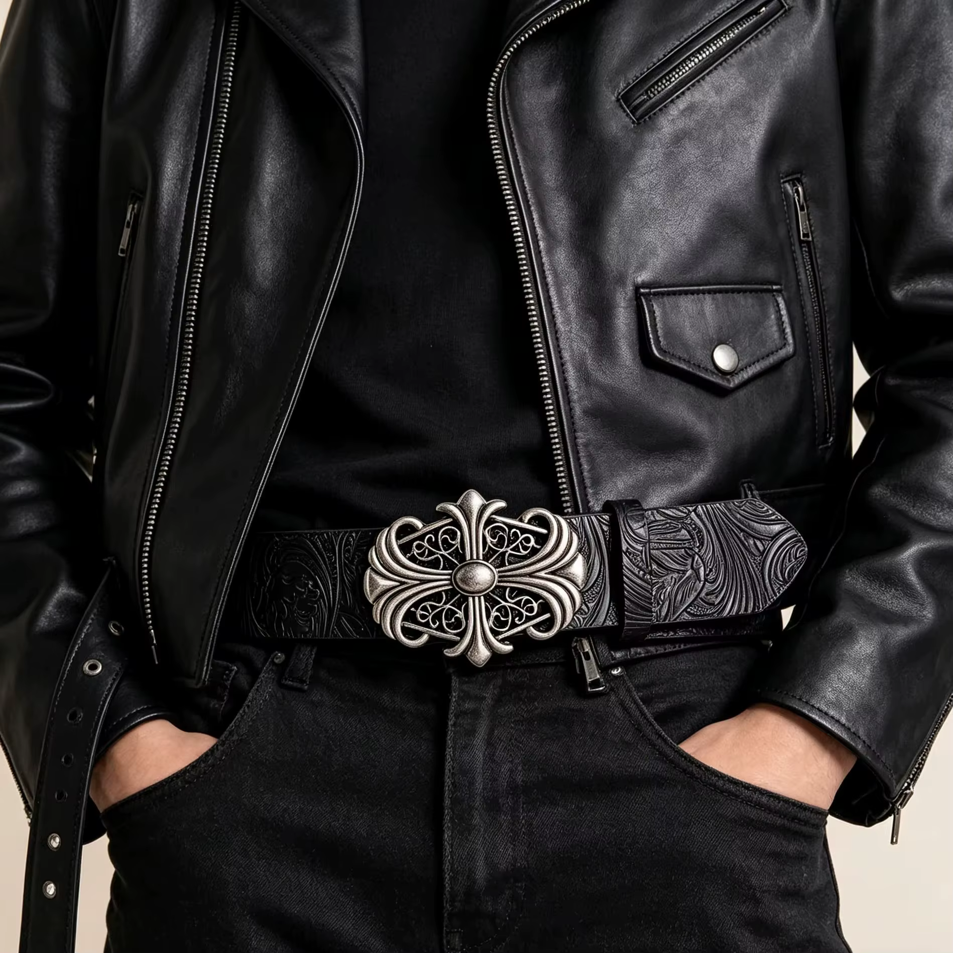 1 ceinture unisexe avec gaufrage