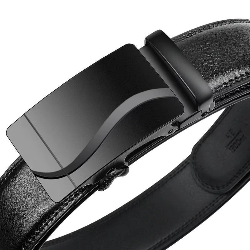 Ceinture en cuir pour homme avec boucle automatique en alliage métallique