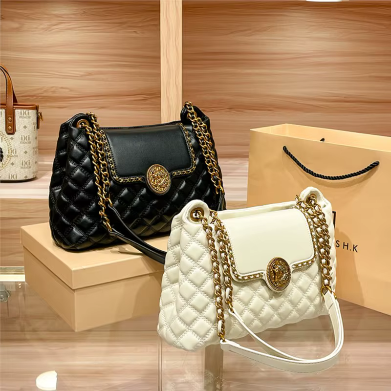 Sac à chaîne en cuir véritable pour femme