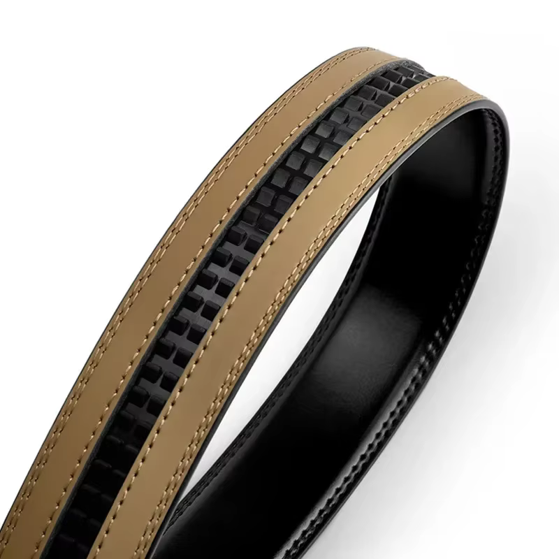 Ceinture sans boucle en cuir véritable pour hommes - 3