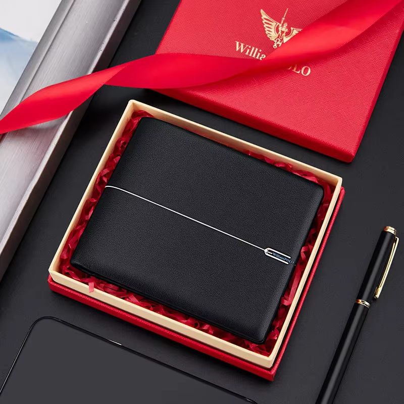 Portefeuille court en cuir de vache souple pour hommes