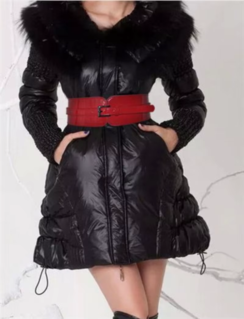 Ceinture large en cuir verni pour femme