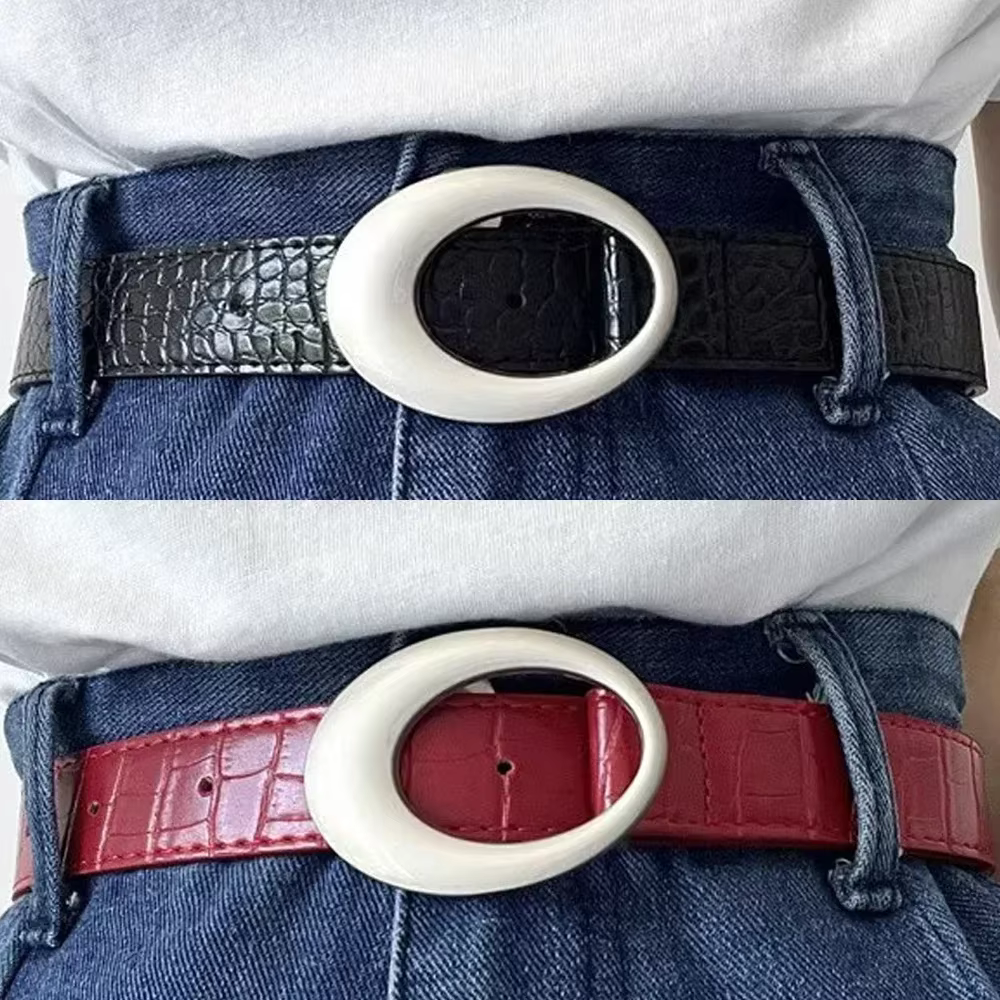 Ceinture à motif crocodile classique vintage américain pour femmes