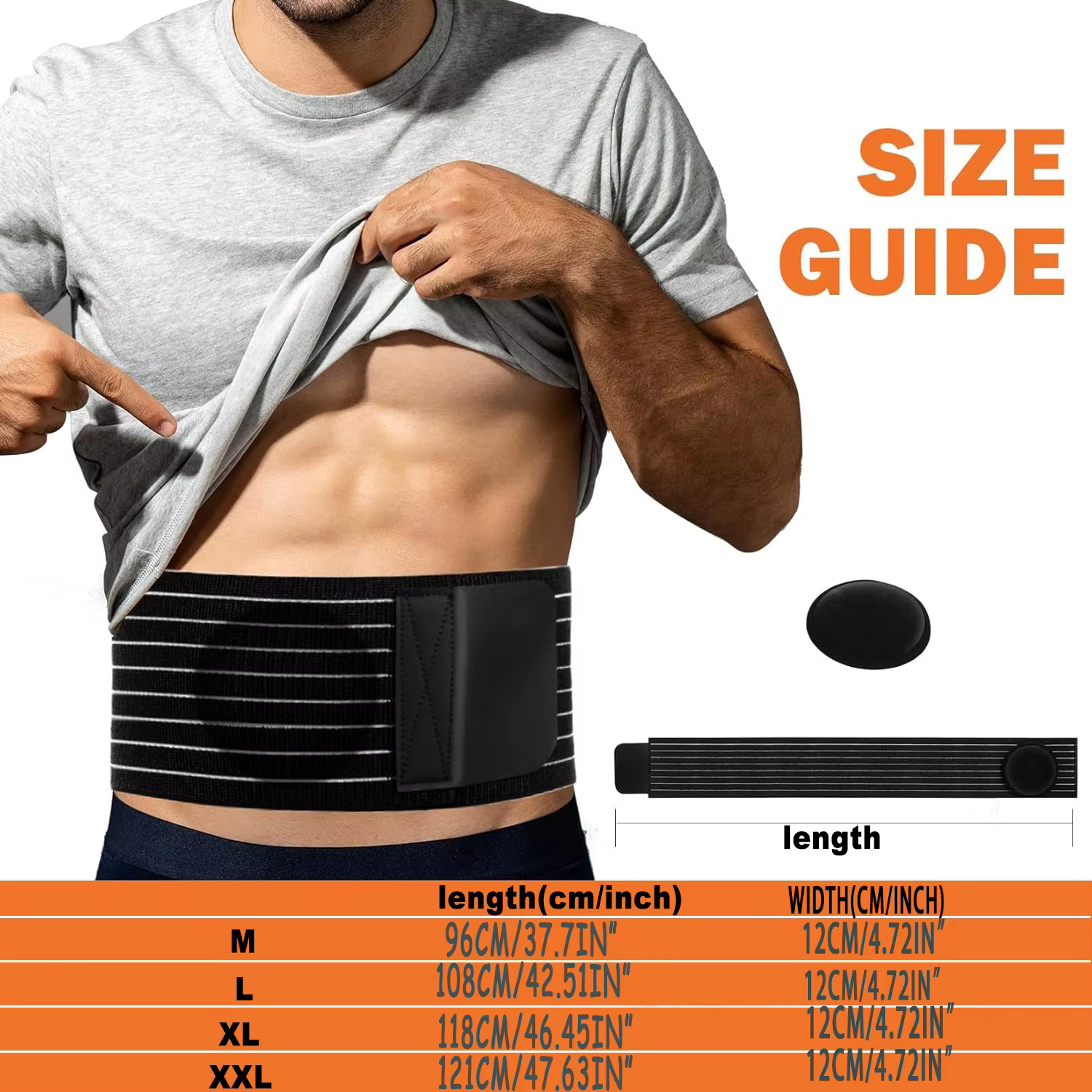 Ceinture de hernie ombilicale, liant abdominal avec coussin de support de hernie, nombril, ventral, épigastrique, incisionnel, nombril