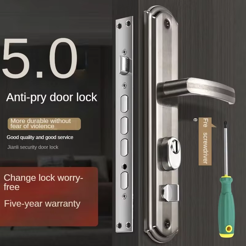 Serrure de porte Anti-effraction, porte en bois, serrure de porte domestique à usage général, ensemble de poignées en acier inoxydable, serrure mécanique de porte d'entrée