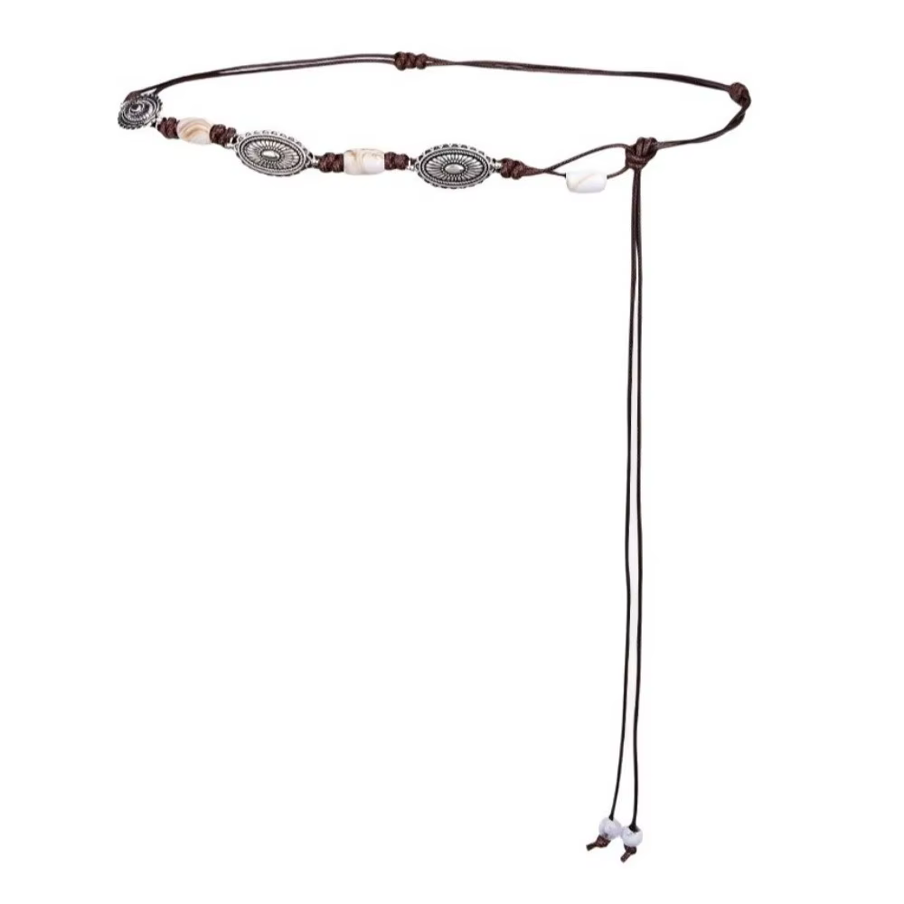 Nouvelle ceinture bohème en perles de bois