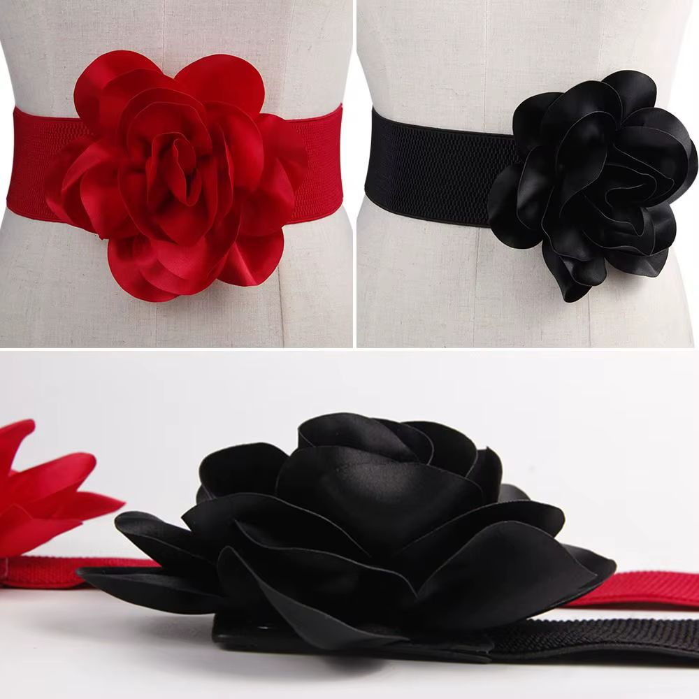 Ceinture large à fleurs pour dames