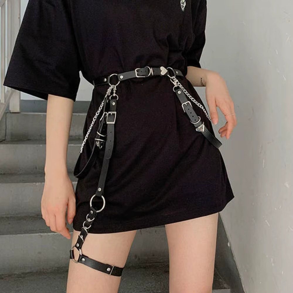 Ceinture de jupe en cuir PU pour femme