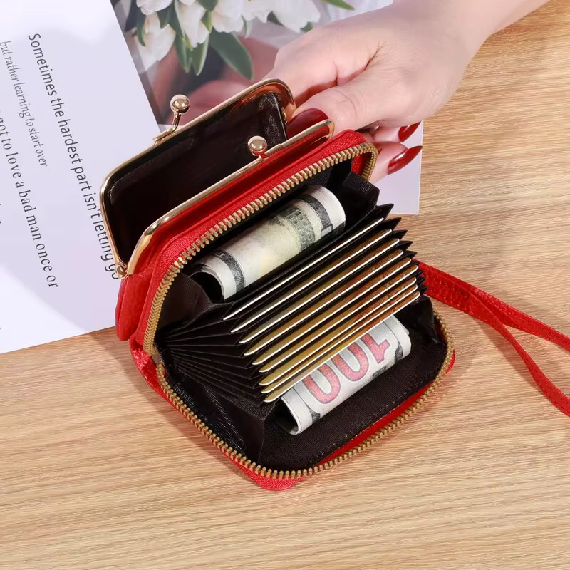 Portefeuille court avec dragonne pour femme