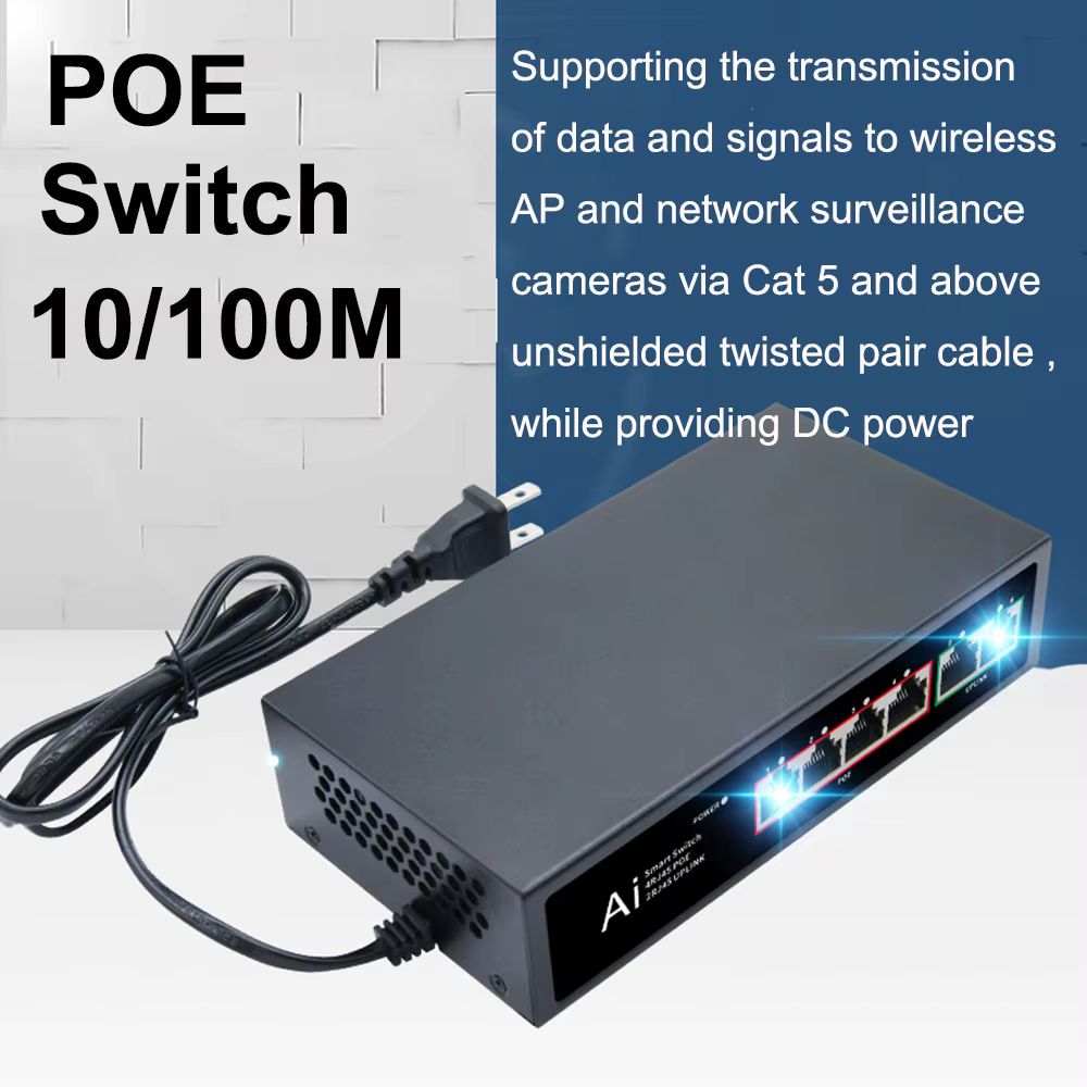 Ienron-Commutateur Ethernet POE, 6/10 Ports, 100Mbps, Stérilisation POE, Commutateur réseau 3PG/at, Routeur WiFi, Caméra IP
