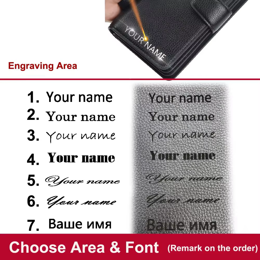 Nouveaux portefeuilles pour hommes de grande capacité nom personnalisé sculpture Clips de carte fermeture éclair mâle