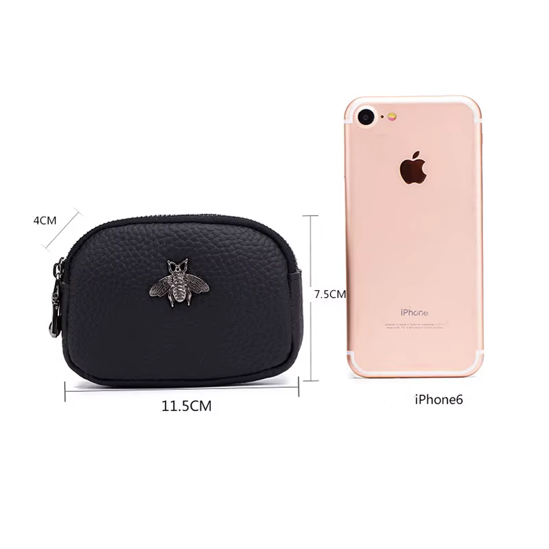 CICICUFF femmes porte-monnaie en cuir véritable femme Double fermeture éclair organisateur de voyage Mini pochette