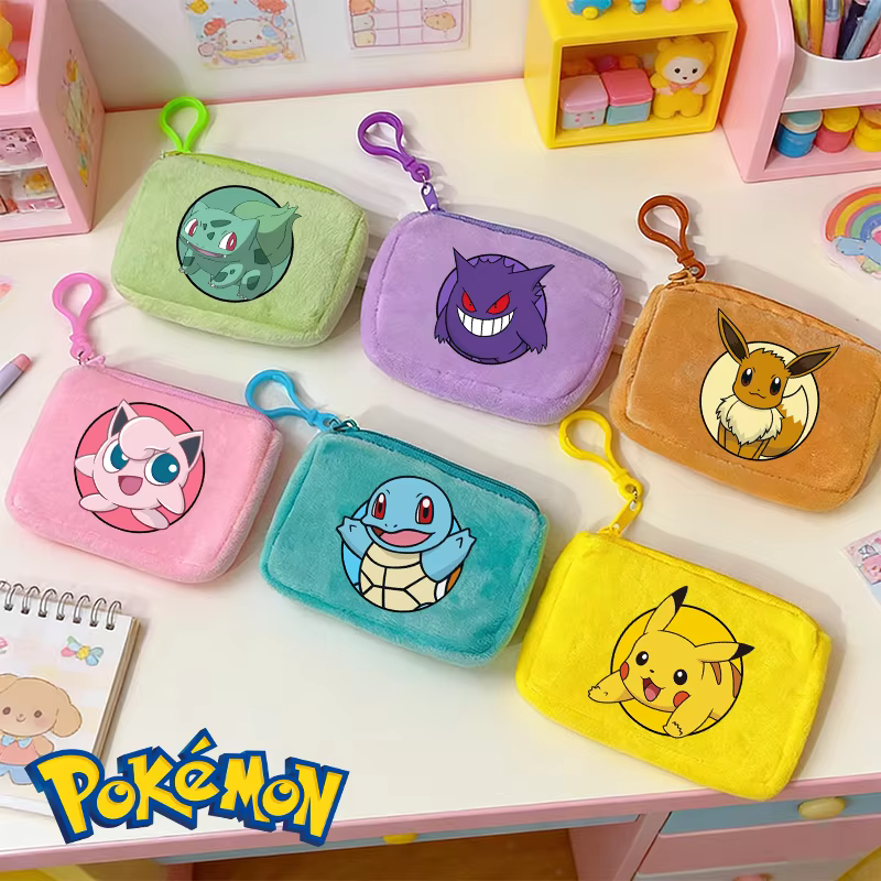 Porte-monnaie Kawaii Pokémon, Portefeuille imprimé Pikachu, Porte-cartes d'identité, Porte-clés, Sac à monnaie pour hommes et femmes, Pochette de rangement zippée, Cadeaux