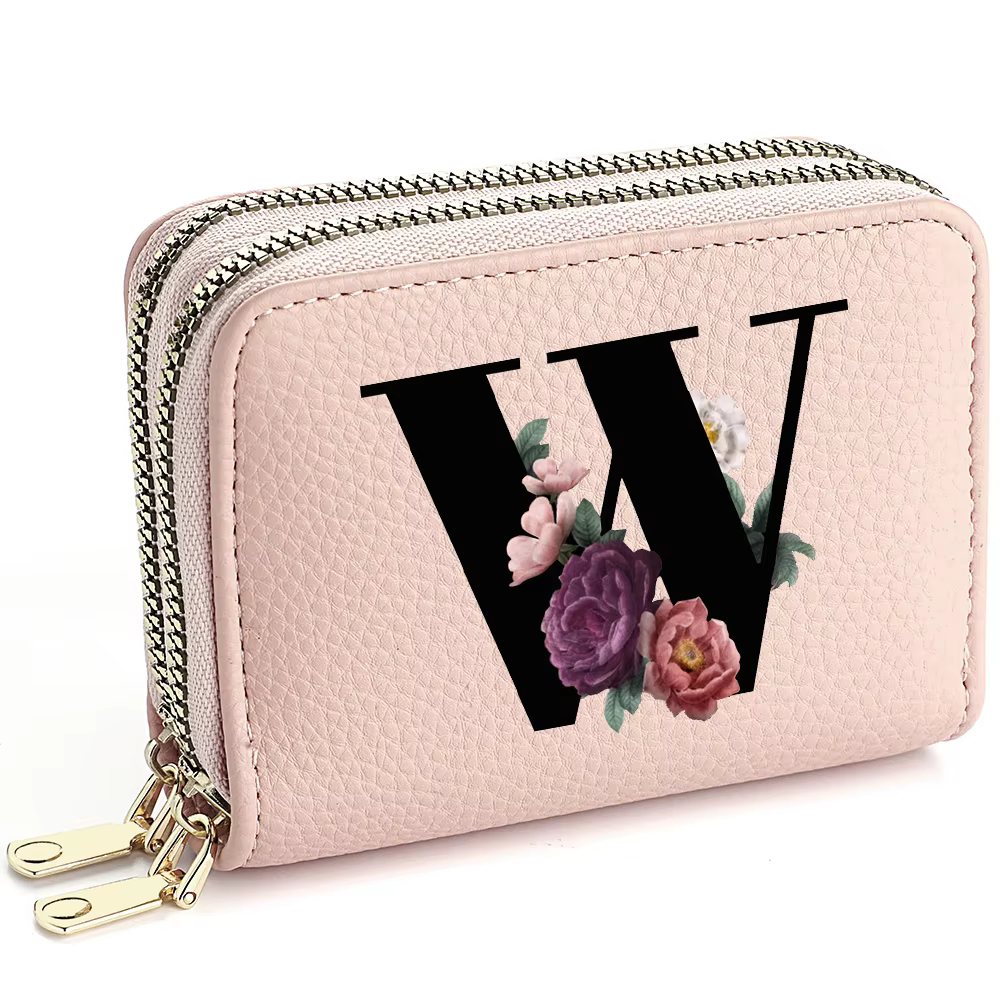 Portefeuille rose à fermeture éclair pour femmes