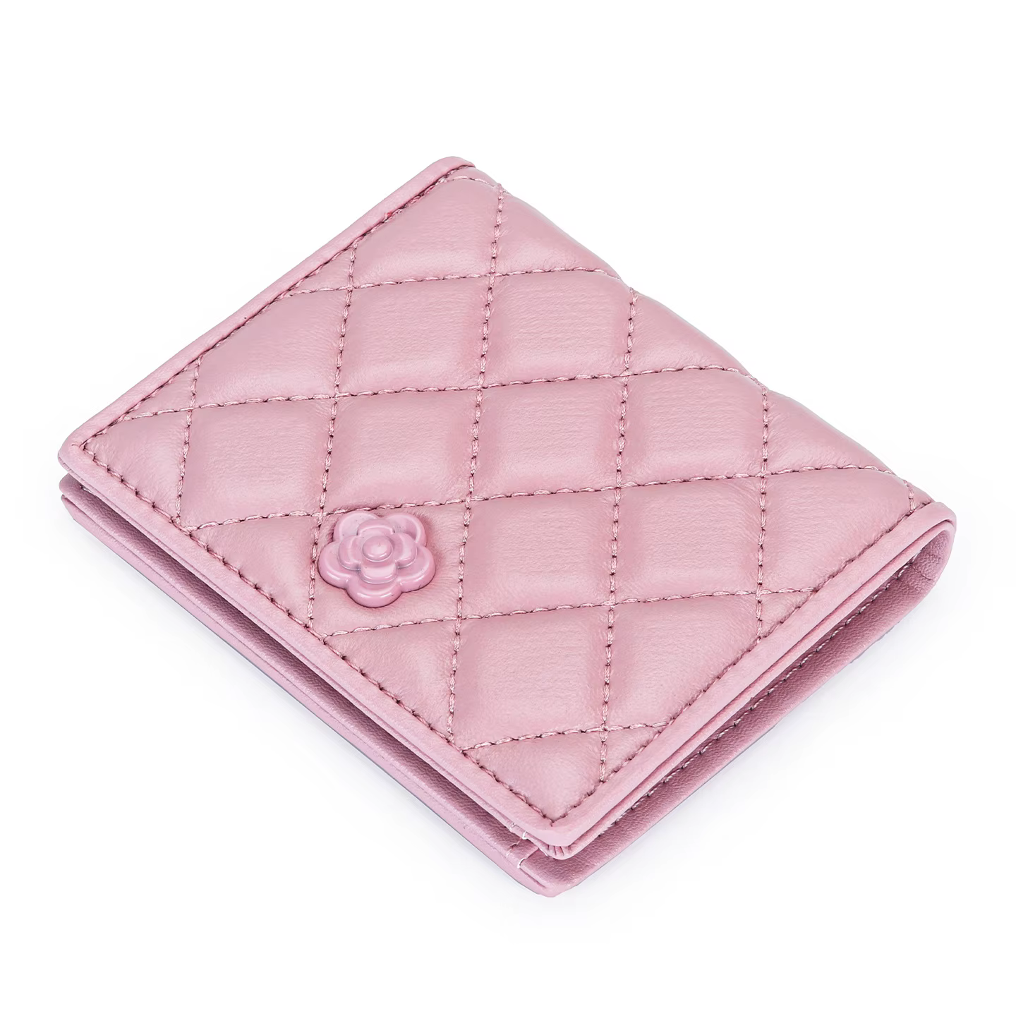 Portefeuille en cuir d'agneau matelassé de luxe pour femmes